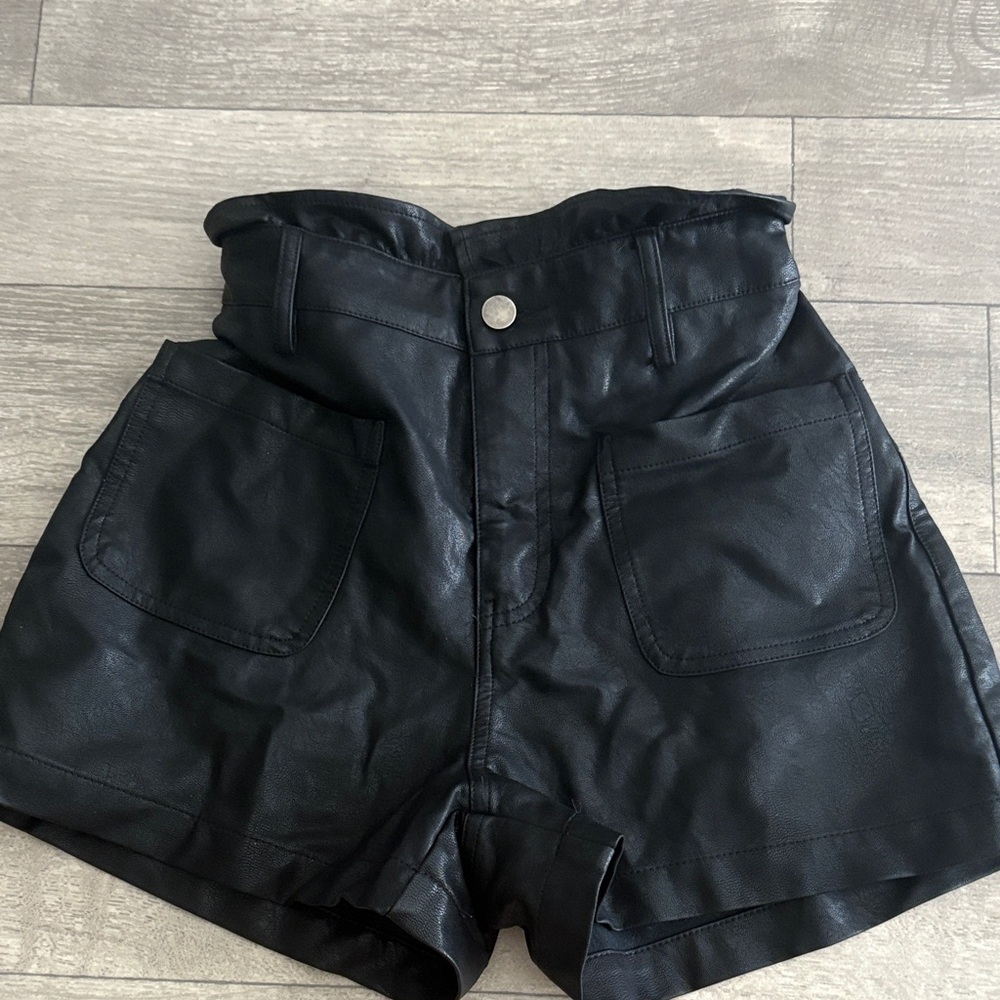 Francesca’s Black Faux Leather Shorts